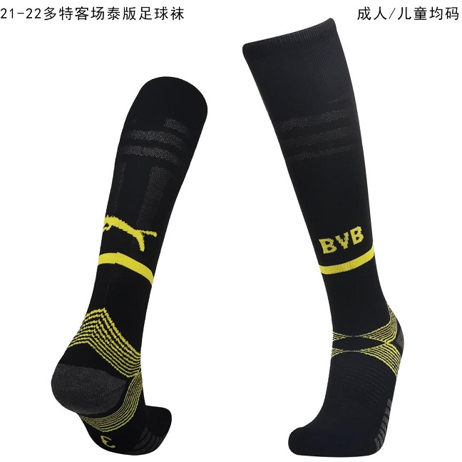 AAA Quality Dortmund 21/22 Away Black Soccer Socks